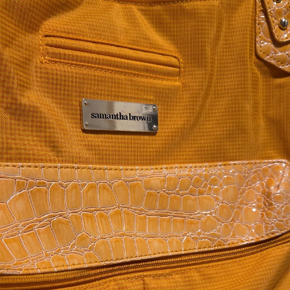 Samantha Brown Yellow Croc-Trim Tote